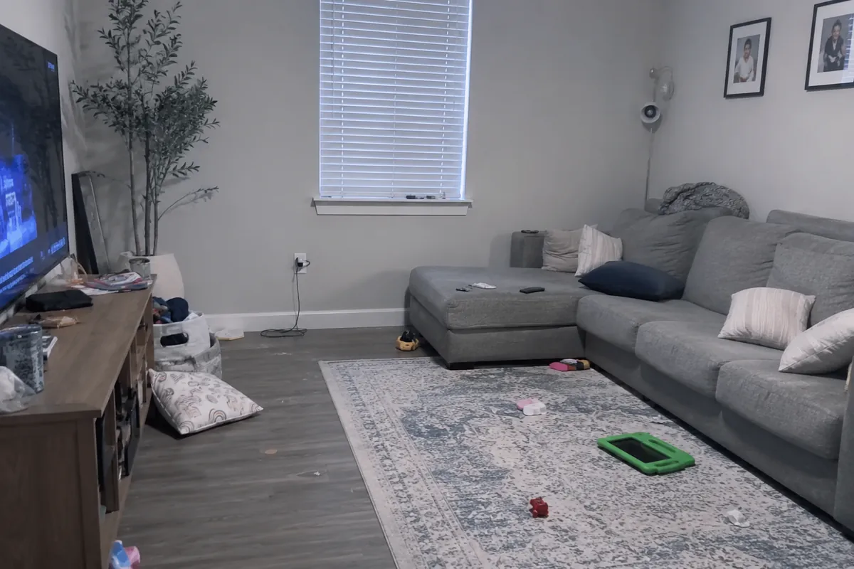 Living room before deep clean